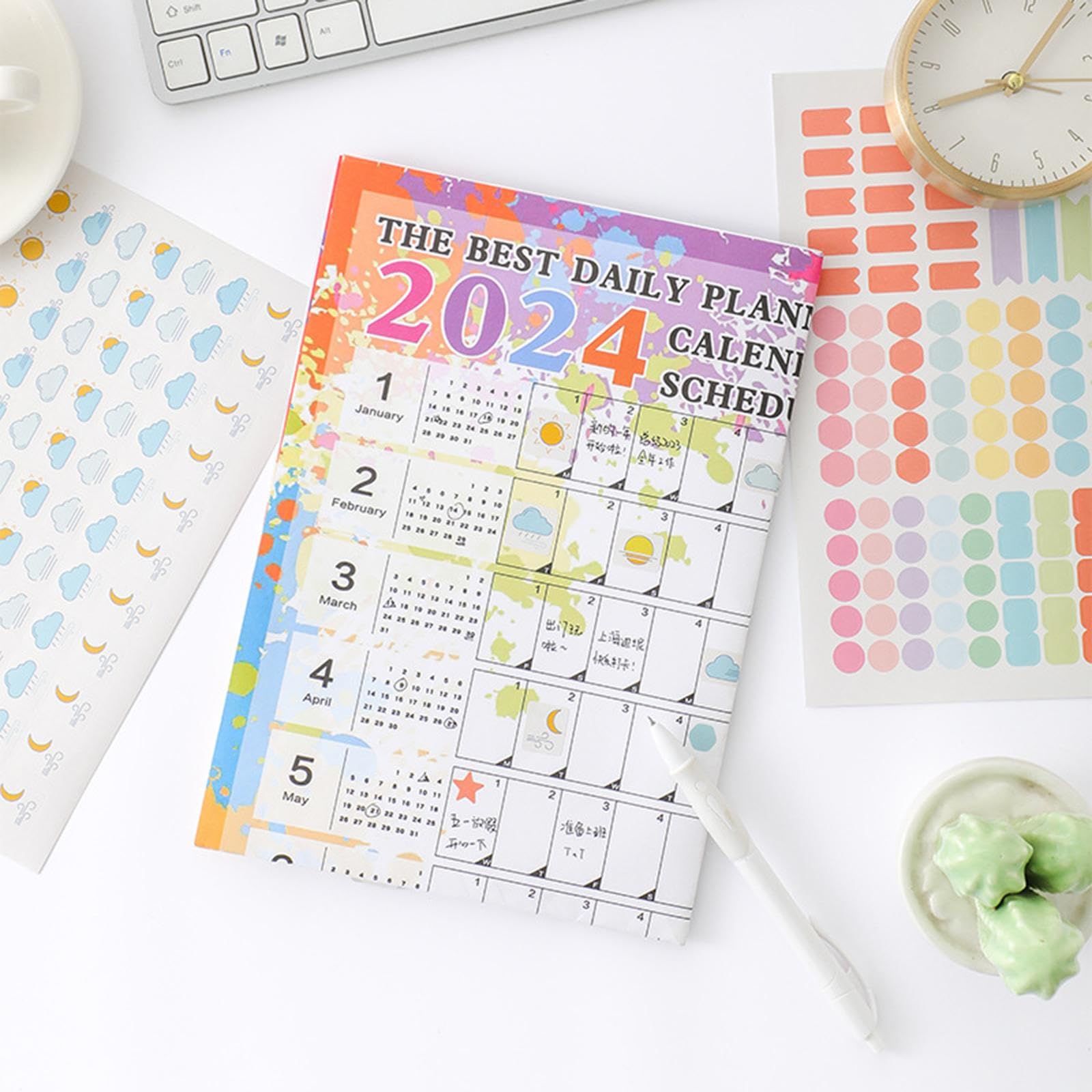 Set di 10 calendari da appendere alla parete 2024, calendario annuale per compiti in aula e la casa, stile B