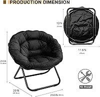 Vista 10 de Silla plegable con platillo, silla Lazy Moon con marco de metal, cómodas sillas de dormitorio para dormitorio, sala de estar, estudio, gris JC