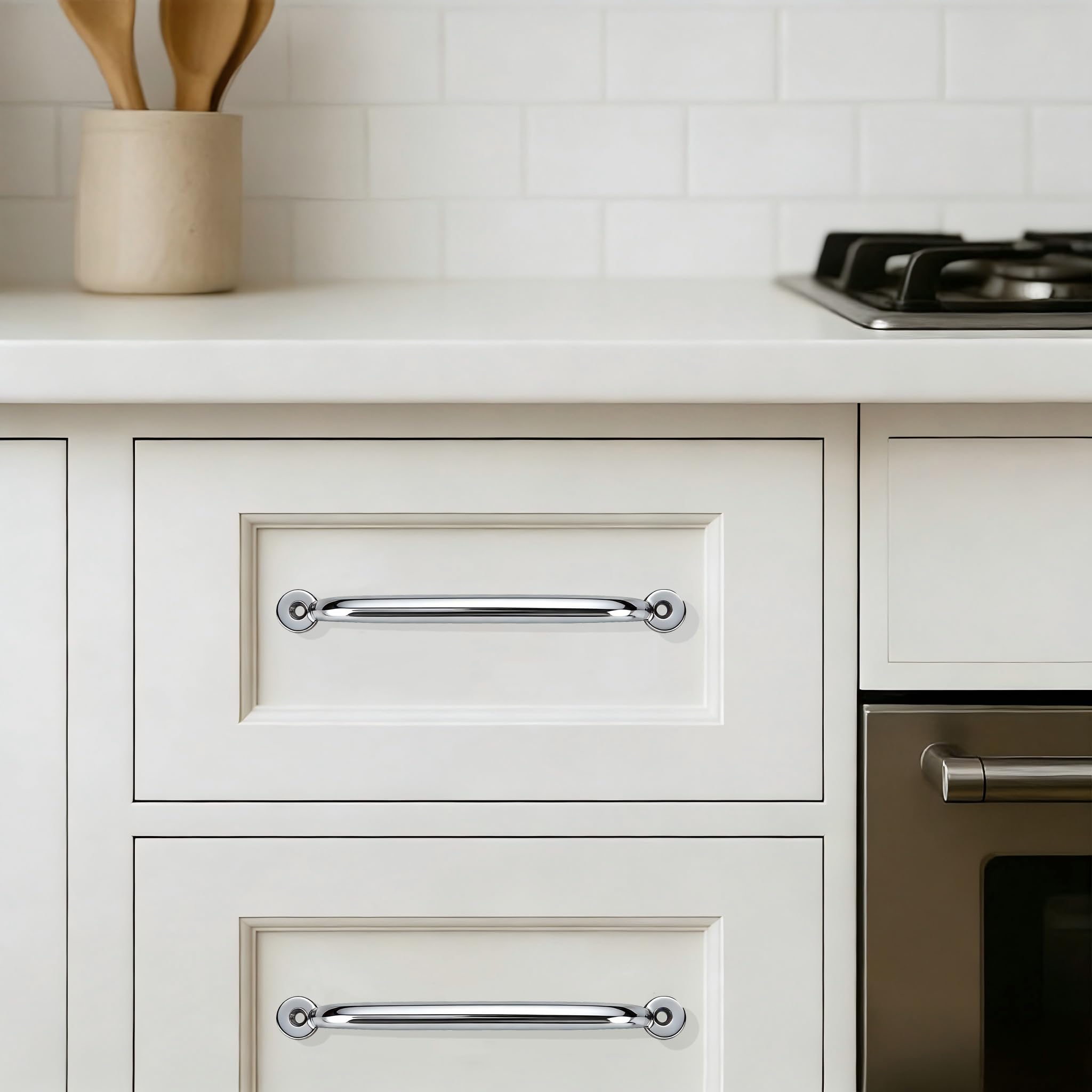KHTUMEWARE-BRASS Polished Chrome Cabinet Pulls CTC 3 in (76 mm) in Polished Chrome — KHTUMEWARE