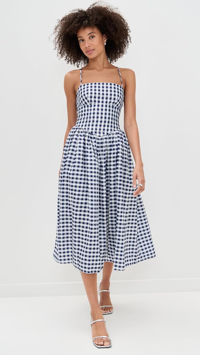 Self Portrait Women's Navy Printed Taffeta Midi Dress - Image 5