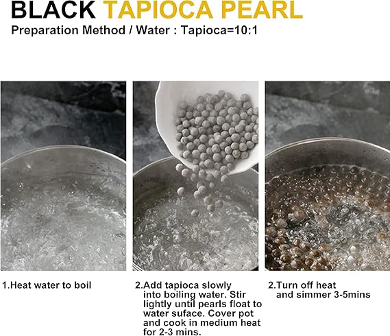 WaNaHong Black Tapioca Pearl 1KG for Bubble Tea Boba