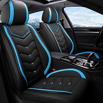 Car Seat Covers Fit for mini Cooper s Clubman 2000-2026, Stylish Sport Seat Covers, Waterproof Wear-Resistant Premium Nappa Leather Car Seat Cover.2 Pcs Front/Black Blue