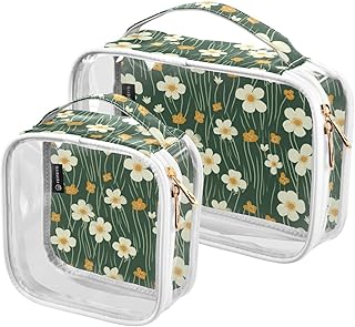 2Pcs Flowers Cosmetic Bags,Clear Makeup Bags,...