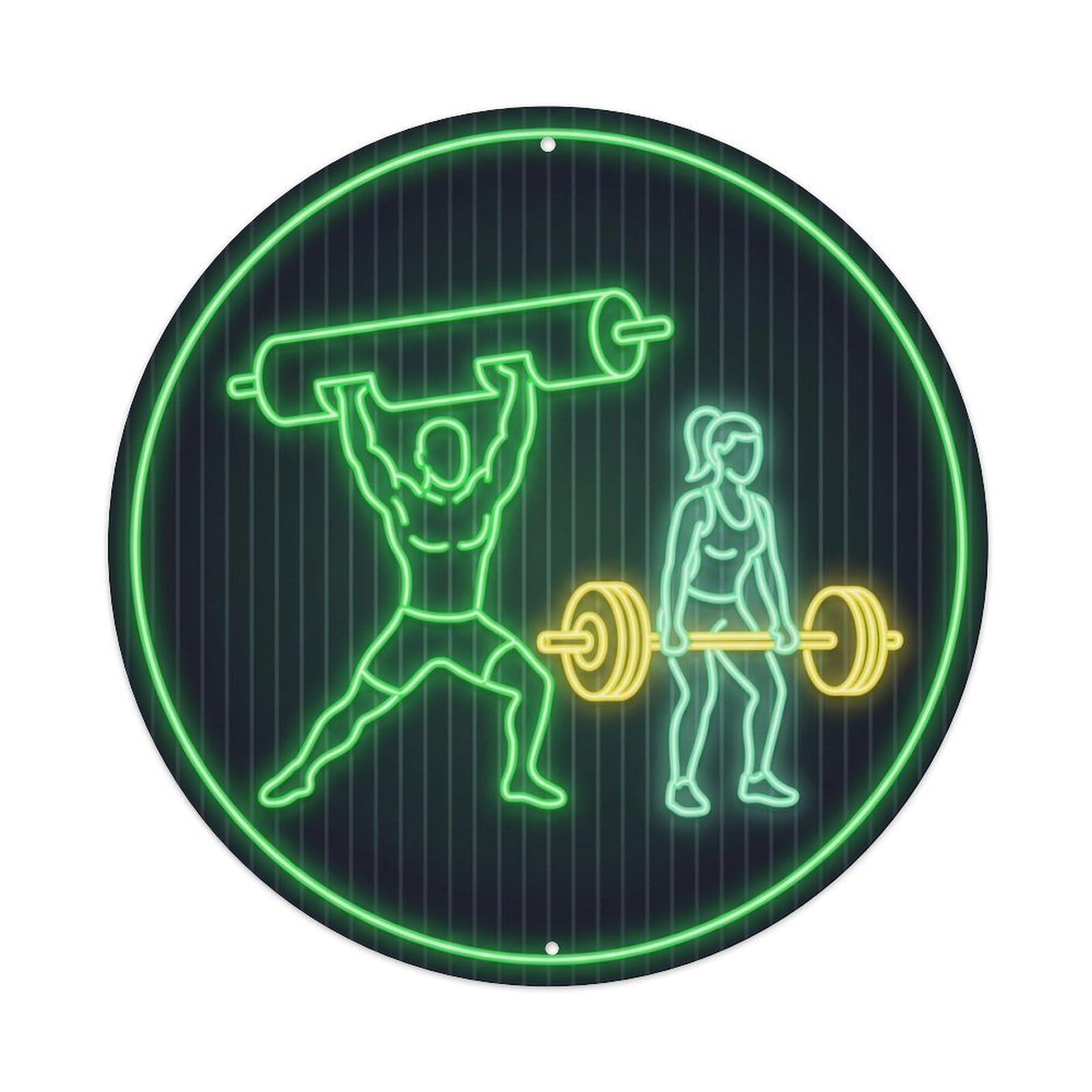Yrnq 8X8inch Vintage Style Vintage Faux Neon Gym Retro Bodybuilding Fitness Rugged Metal Tin Sign