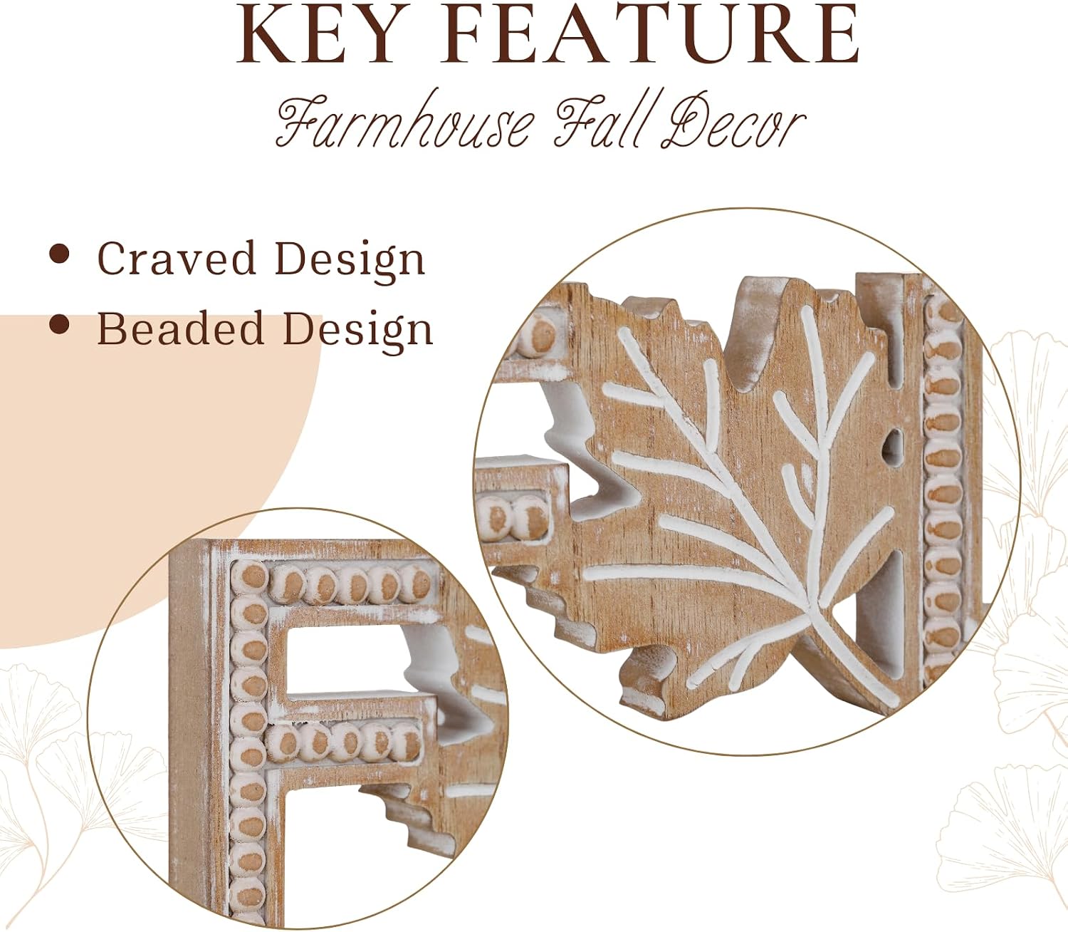TRENDIN Wood Fall Signs for Home Decor, Farmhouse Fall Decorations For Home, Cute Autumn Decor for Table Shelf Mantel Desk, Rustic Farmhouse Beaded Letter Block Autumn Decorations Indoor Office image 5