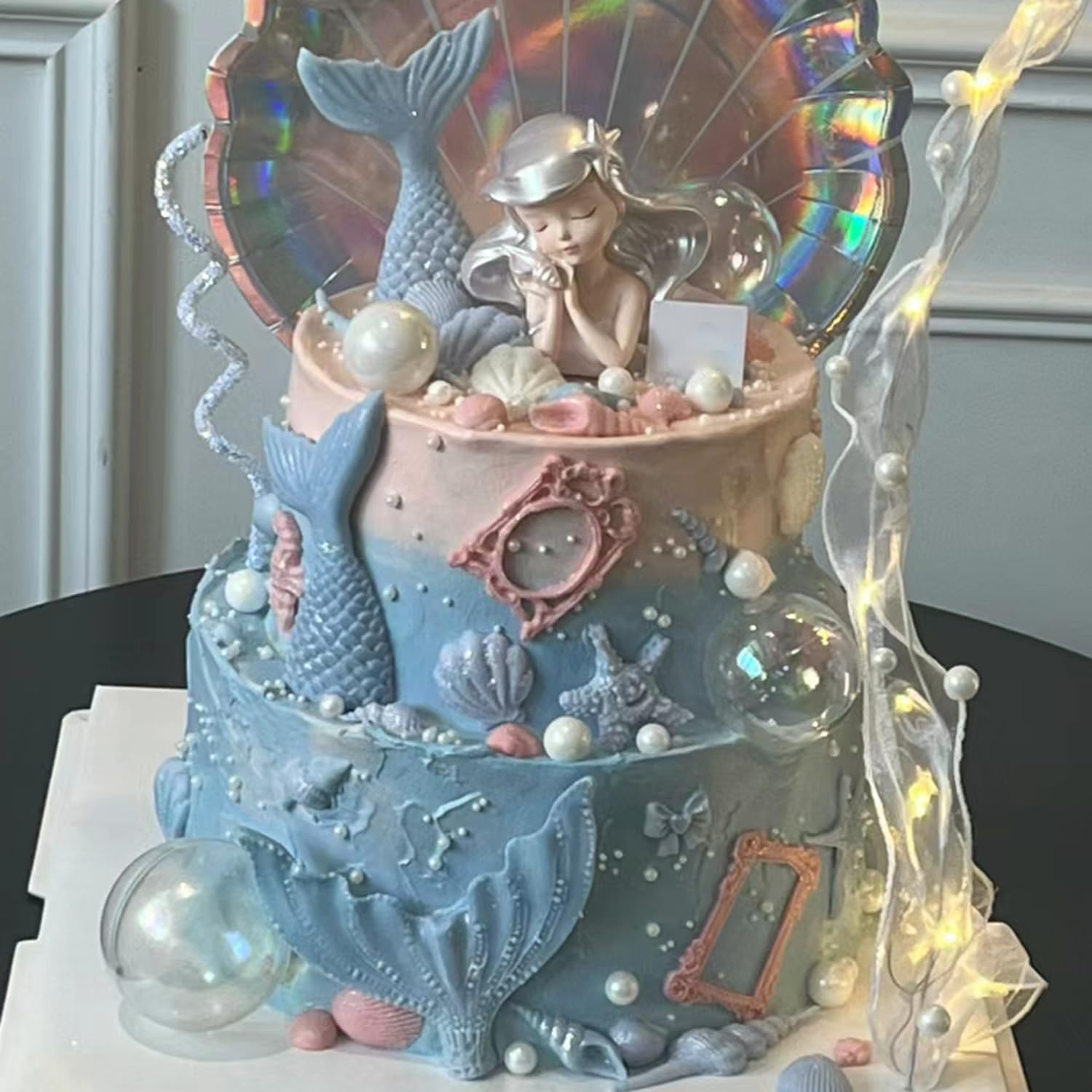 MINFEIDMS Small Mermaid Scales Silicone Molds Imprint Mat Scalloped Lattice Fondant Impression Mold For Cake Decorating Cupcake Topper Candy Chocolate Gum Paste Polymer Clay - Image 7