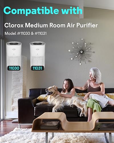 Miniatura 2 de Paquete de 2 filtros H13 True HEPA de repuesto compatibles con purificador de aire Clorox 11030 y 11031, parte 12030