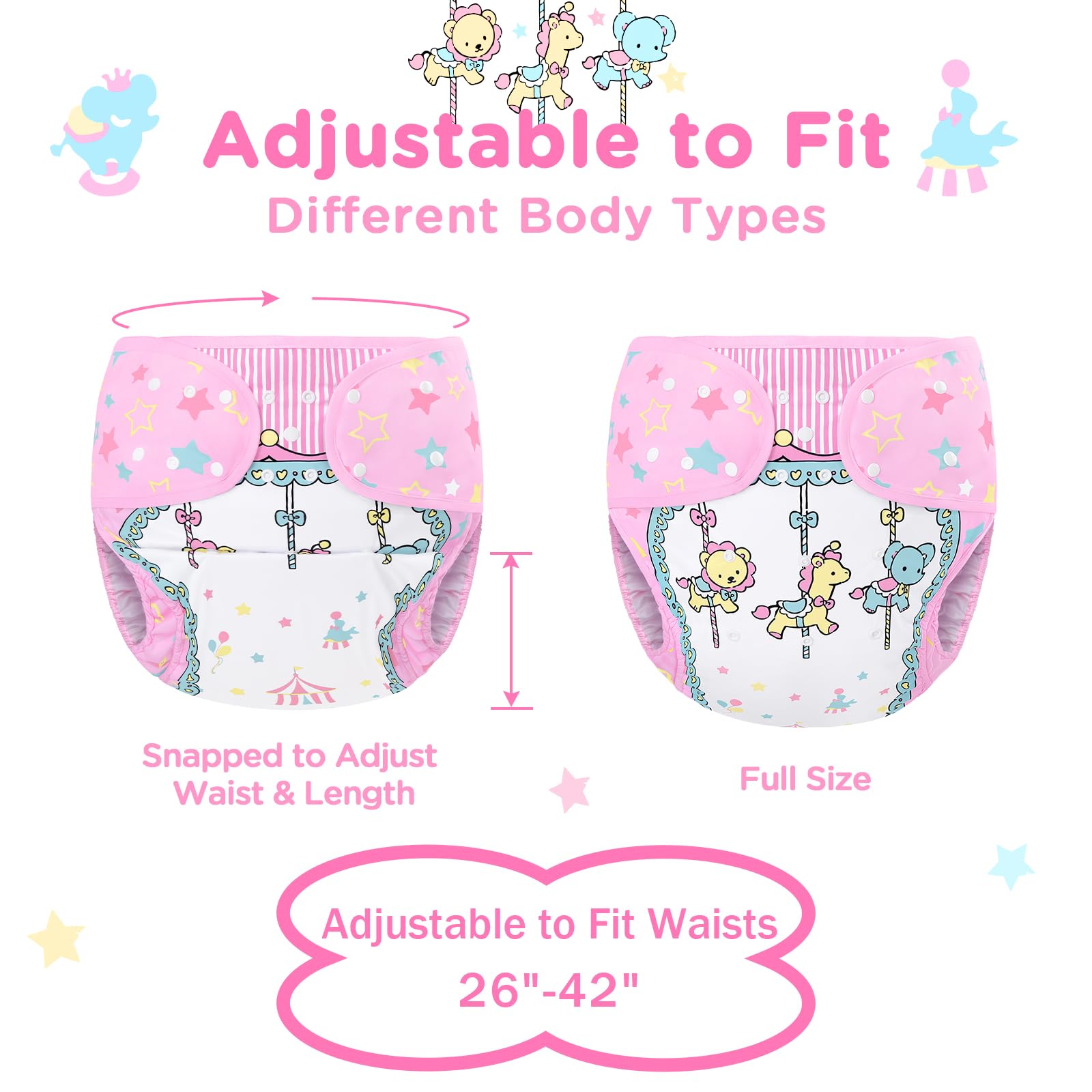 Littleforbig Washable Adjustable Reusable Waterproof Cloth Adult Diaper Wrap Cover One Size - Little Circus