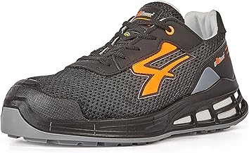 U-Power Red Premium Irvin, Low Safety Shoes with Breathable Nylon Upper, AirToe Aluminium Toe, Infinergy Sole, Anti-Puncture System, Black Fluo Orange, 41 EU