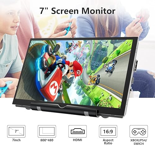 Miniatura 2 de Pantalla Raspberry Pi, monitor portátil de 7 pulgadas, pantalla externa 800 x 480 IPS, pequeño monitor HDMI para Raspberry Pi 400432ZeroBB+ Jetson