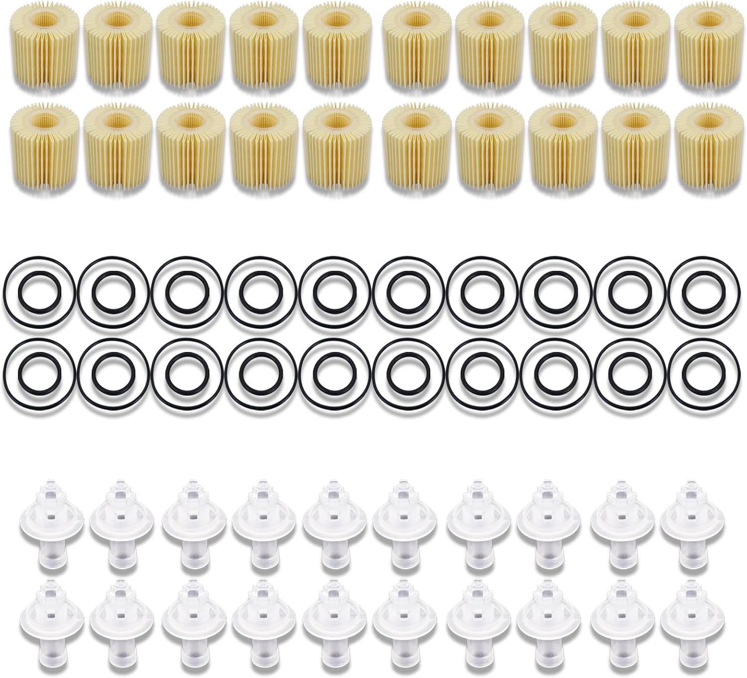 04152-YZZA1 Oil Filter Kit Compatible with Toyota Avalon Camry RAV4 Highlander Sienna Lexus ES300h ES350 IS200t RX350 RX450h, Replaces 04152-0V010, 04152-31090, 04152-YZZG1, 19236618, CH9972 (20 pcs)