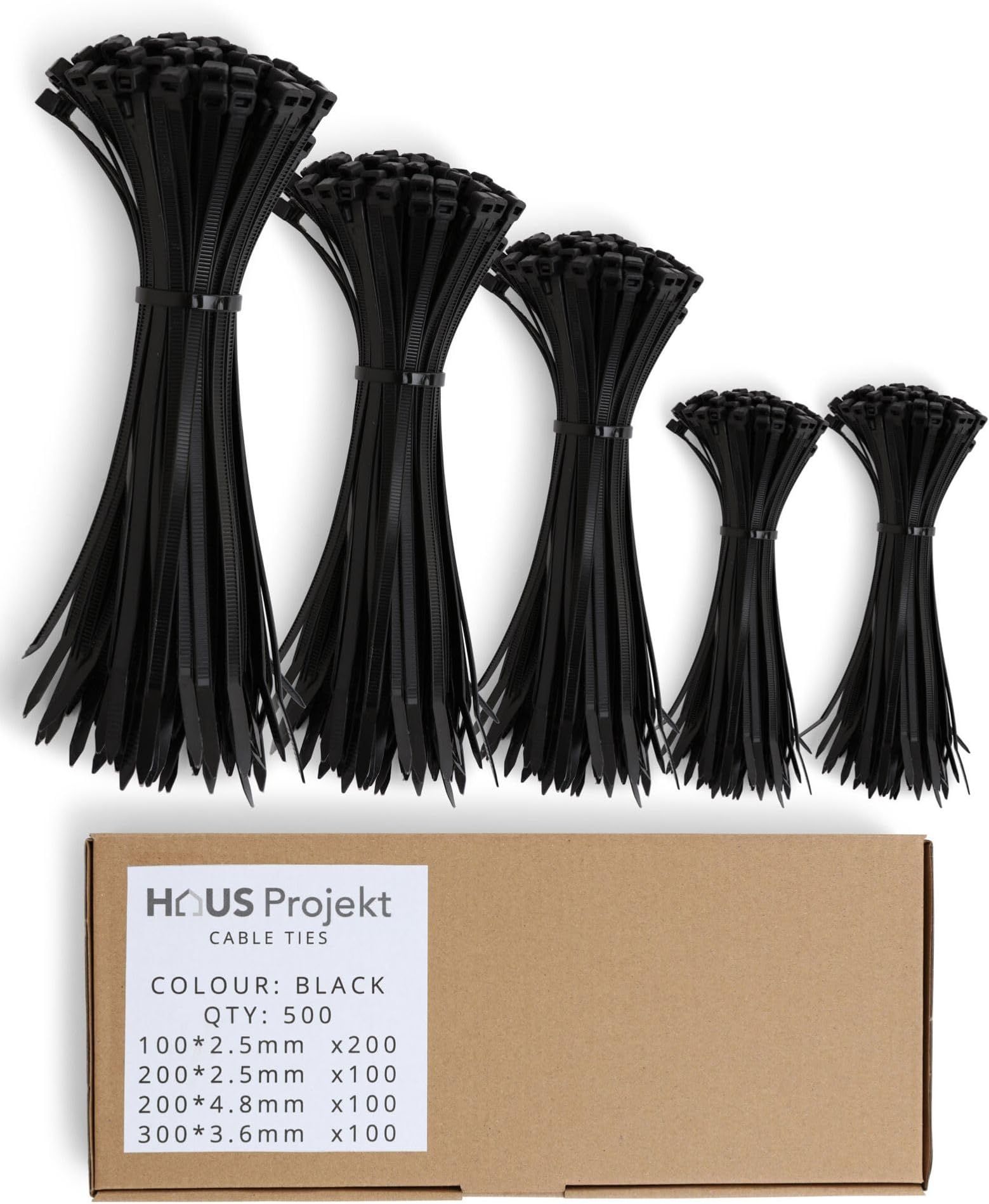 700 Pack Cable Ties Assorted Sizes 100/150/200/250/300 Black Cable - View #14