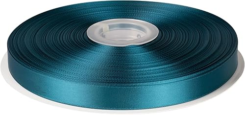 Miniatura 1 de Cinta de satén de doble cara de 58 pulgadas x 100 yardas, cinta de poliéster verde azulado para envolver regalos, decoración de boda, arreglos