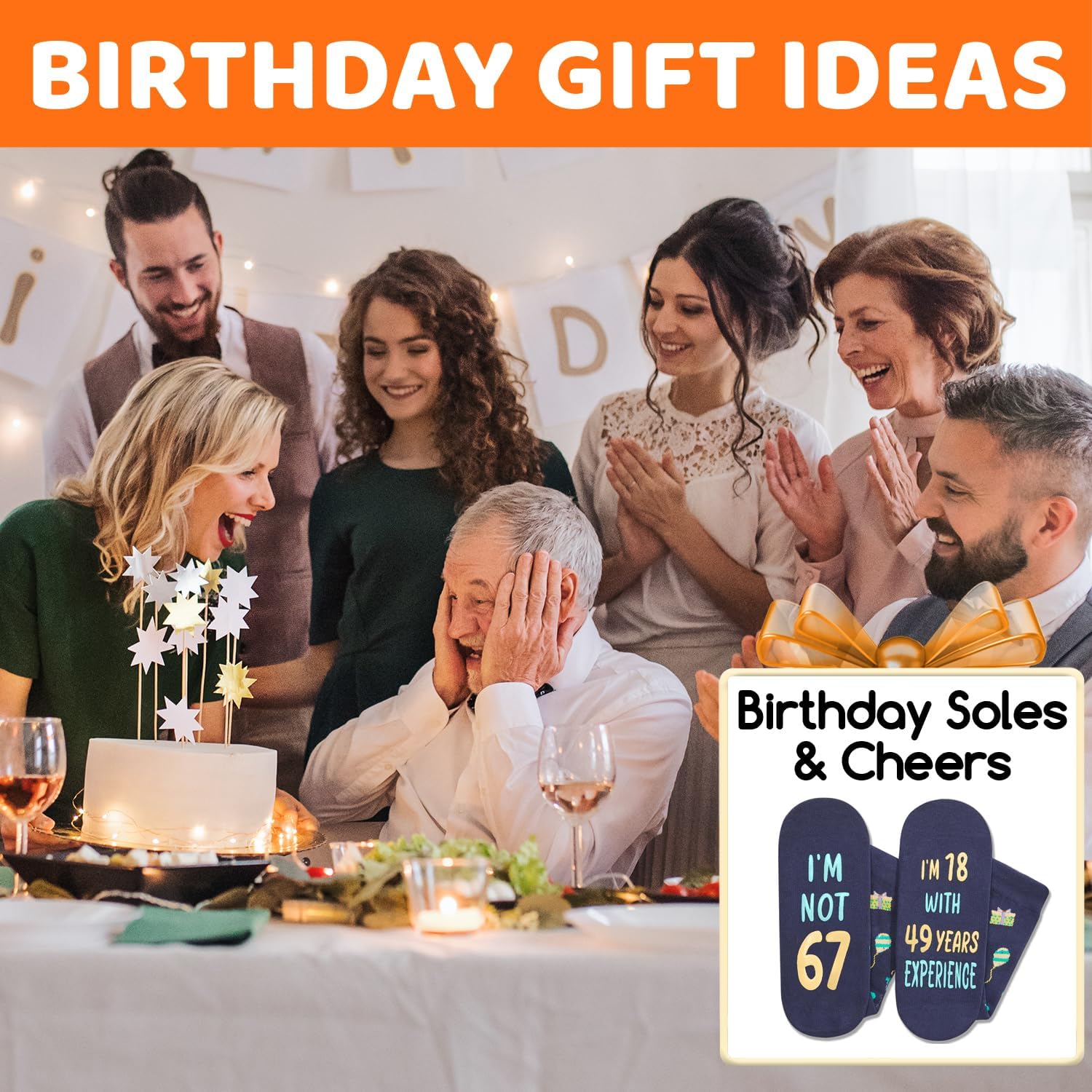 HAPPYPOP 65TH 70TH Birthday Gifts - 61 62 63 64 66 67 68 69 Socks Greeting Card in Dark Blue - Image 6