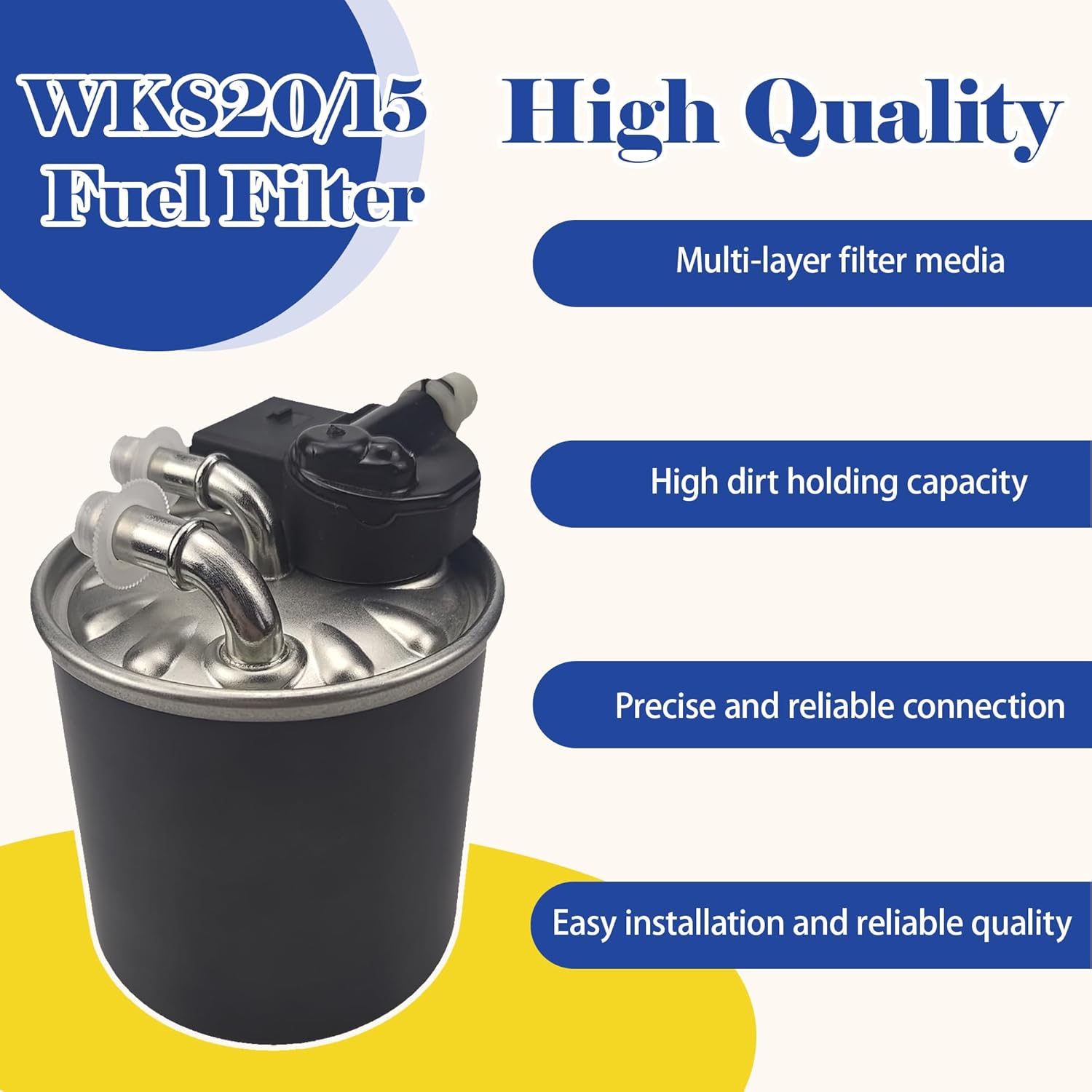 WK820/15 Fuel Filter Compatible With Mercedes Benz E350 GL350 ML350 R350 2010-2014 Freightliner Sprinter 2500 3500 3.0L V6 Diesel 2010-2021 Replaces WK 820/6, WK 820/7