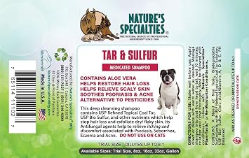 Nature's Specialties Tar & Sulfur with Aloe Shampoo for Dogs, Non-Toxic Biodegradeable, 1gal