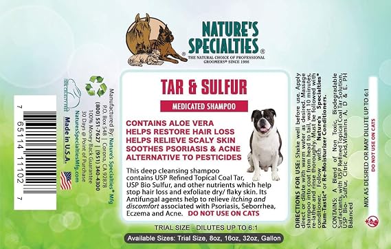 Nature's Specialties Tar & Sulfur with Aloe Shampoo for Dogs, Non-Toxic Biodegradeable, 1gal