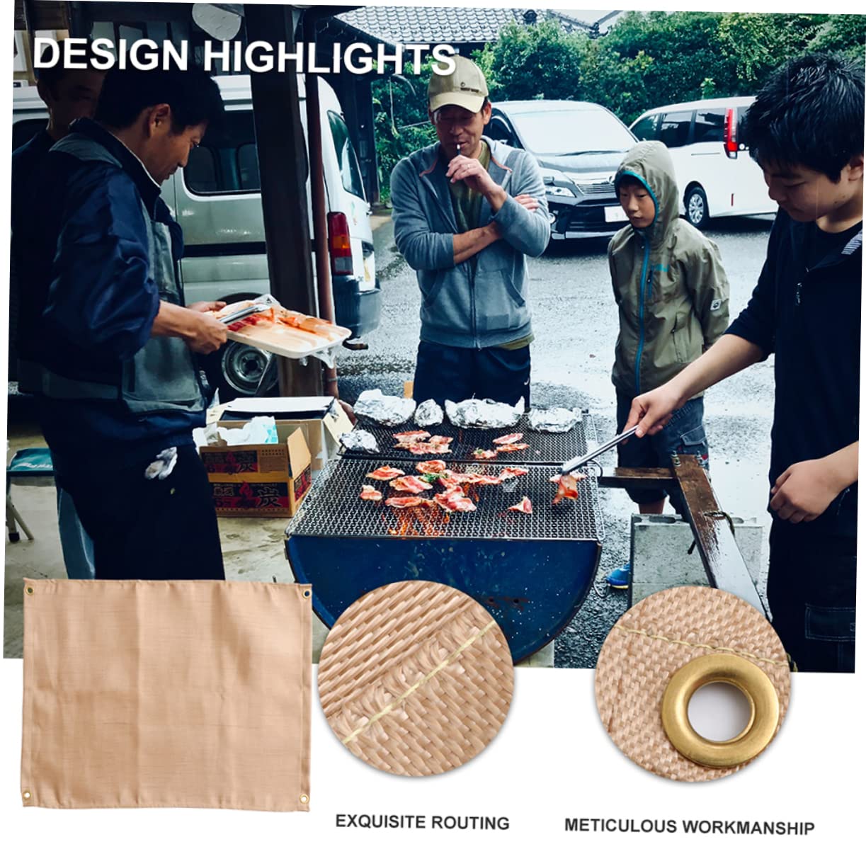 Tappetino Ignifugo e Isolante da Campeggio 45x45 Cm, Coperta Termo-Protettiva per Barbecue e Picnic all’Aperto, Resistente al Calore Custodia Pieghevole Leggera