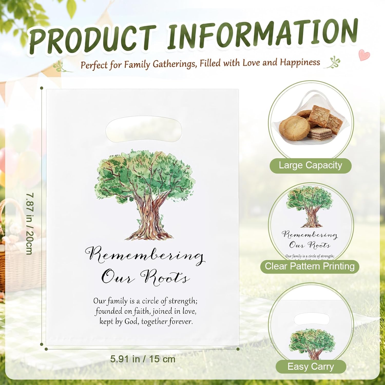 Coume 60 Pcs Family Reunion Favors Gift Bags Bulk, 7.87 x 5.91 Inches image 2