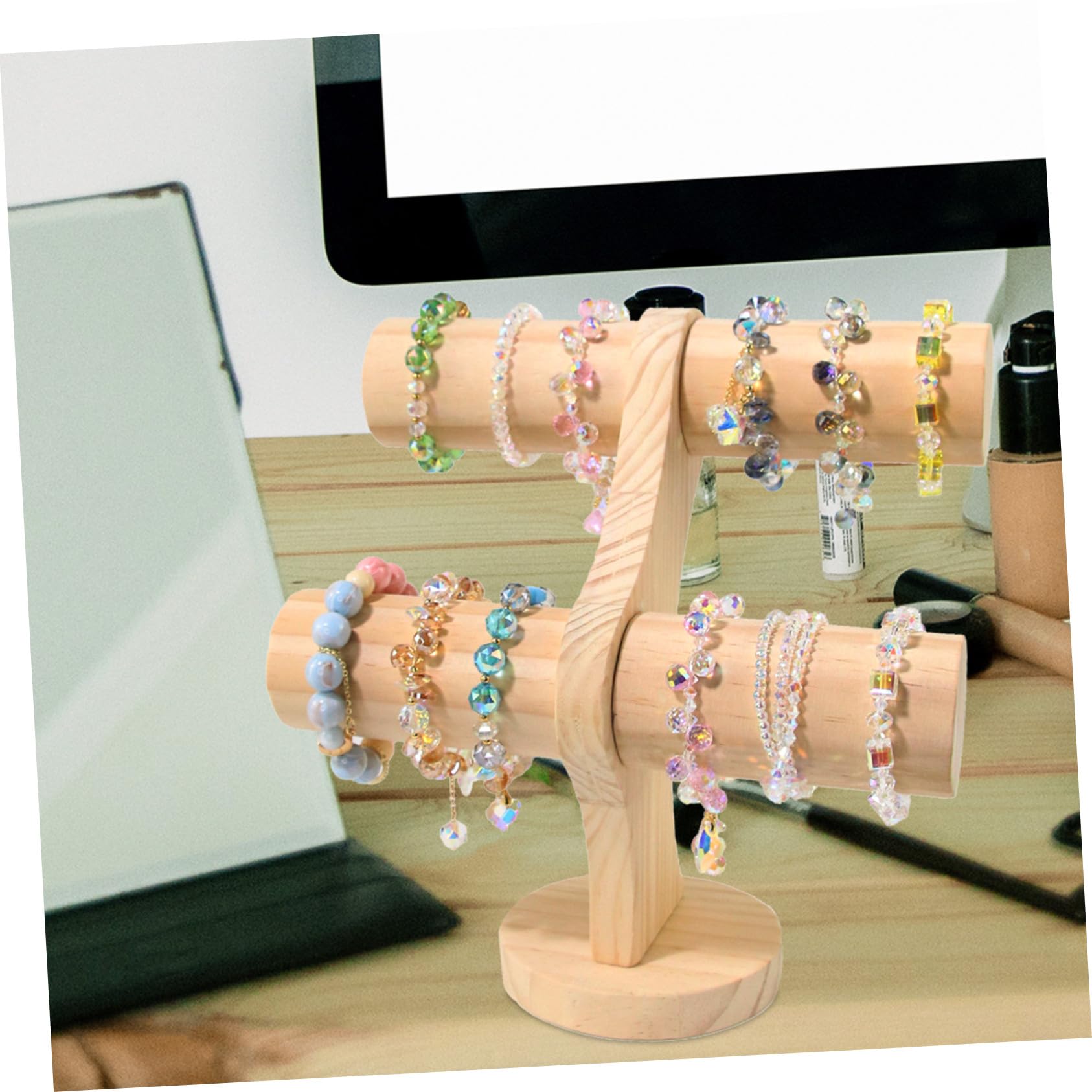 VALICLUD Expositor Caqui Niveles de 2 de Madera Color Pulseras