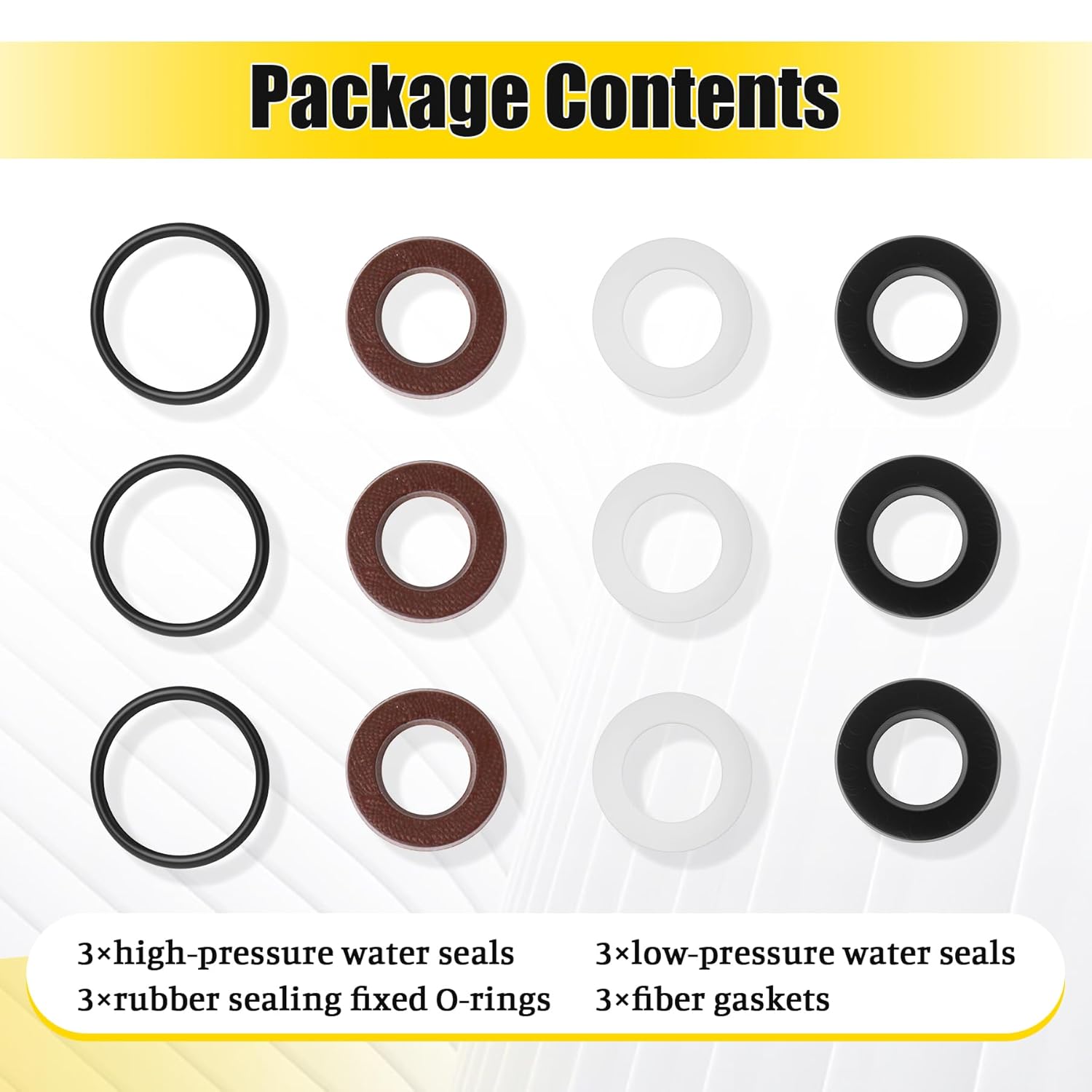 12 Pcs Low and High Pressure Cleaning Pump Seal Kit, Replace for 514011751, Compatible with AAA DeWalt ExCell Delco Simpson Pressure Washer Pumps