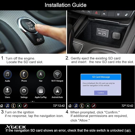 XGEEK 2025 Updated Version Navigation SD Card Map Update, Accessories 8653 1530 Compatible with GM Chevrolet, Cadillac, and Buick. Includes Maps for The USA, Canada, and Mexico