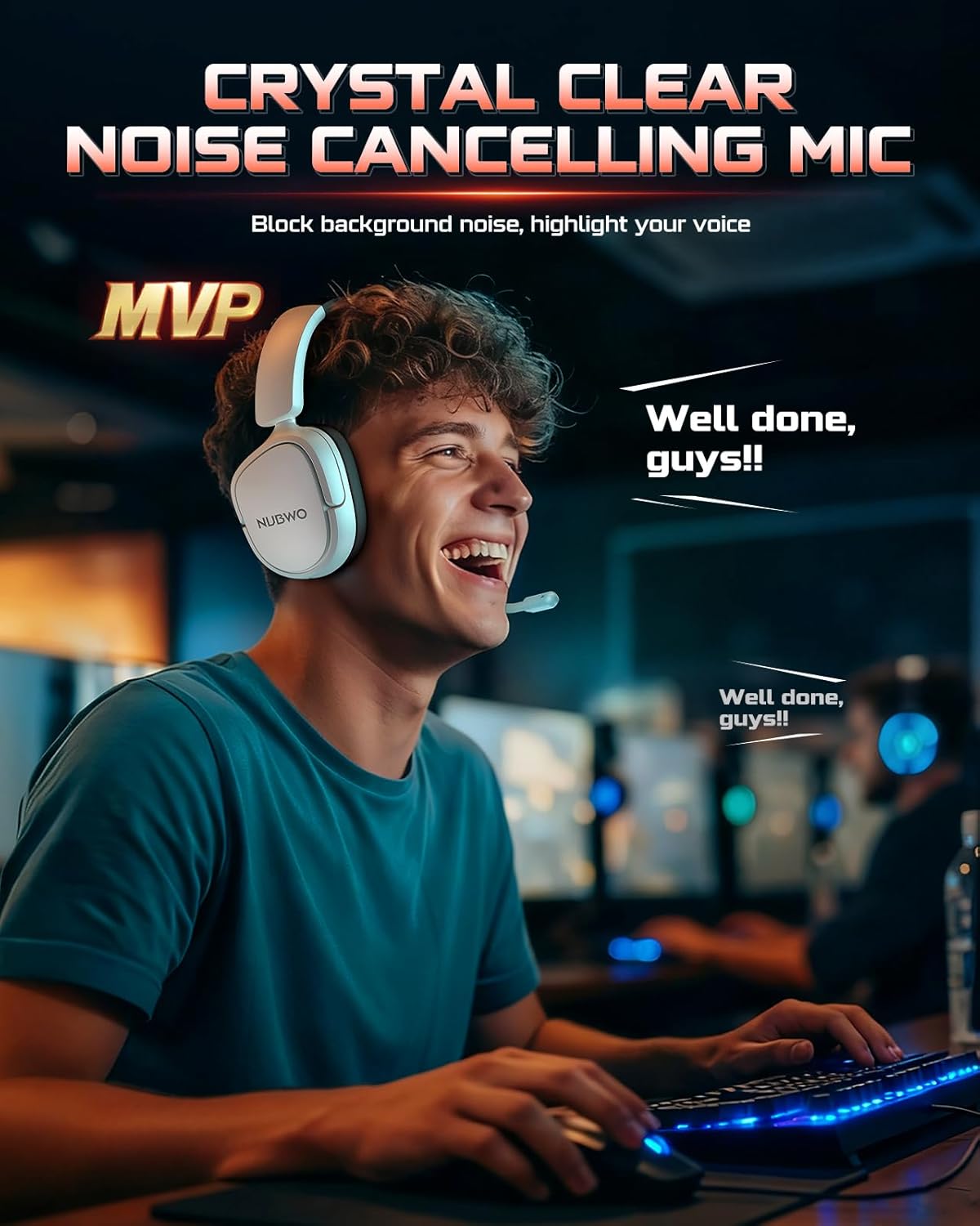 NUBWO Gaming Headset Wireless for PS5, PC, PS4 - Dual 2.4G & Bluetooth Simultaneous Headphones, EQ Sound Modes, Noise-Canceling Mic, 50-Hour Battery, Comfortable Foldable Design, 270g Lightweight - Image 4