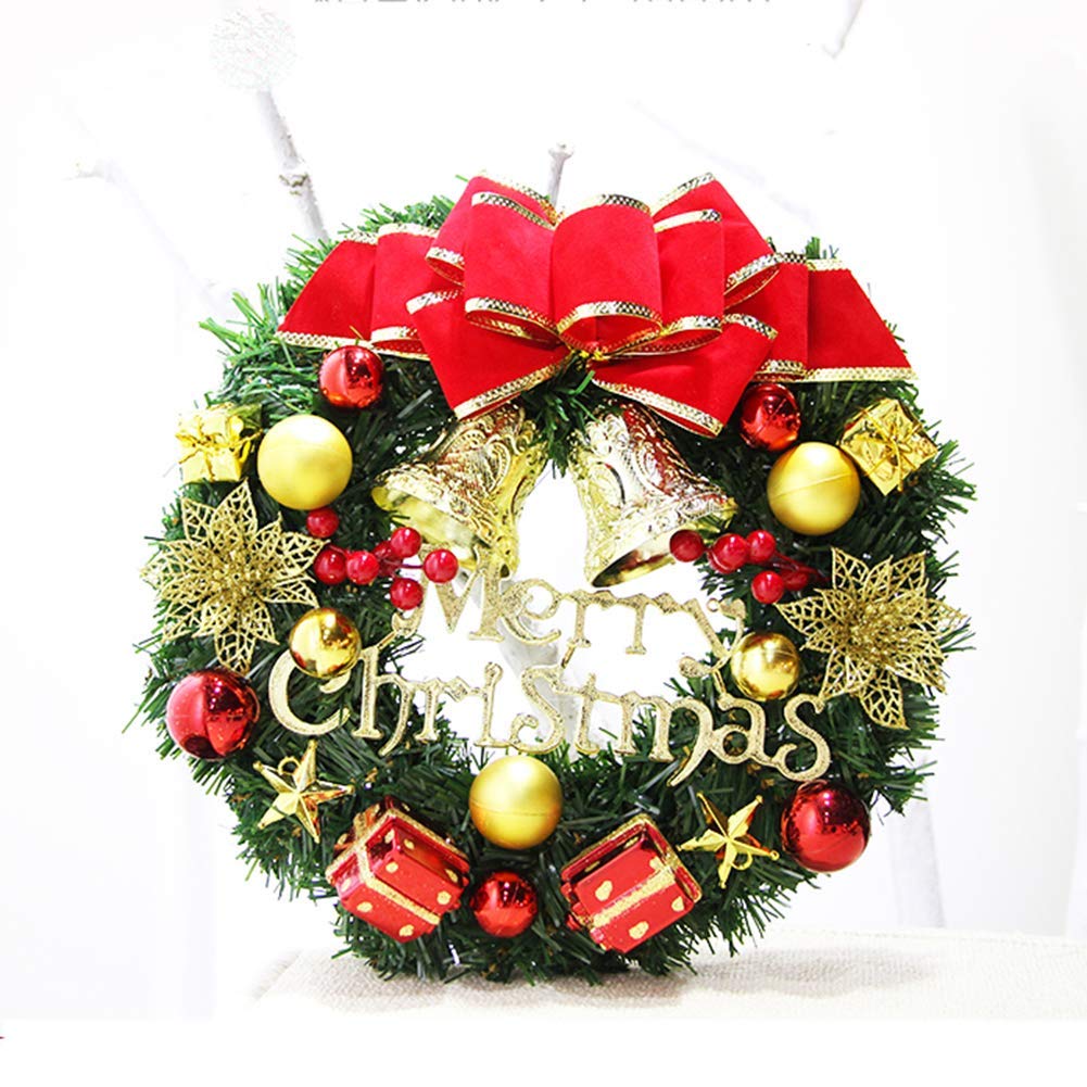 Vigne de Noël pour Décoration Extérieure - Couronne Dorée Lumineuse de 50cm