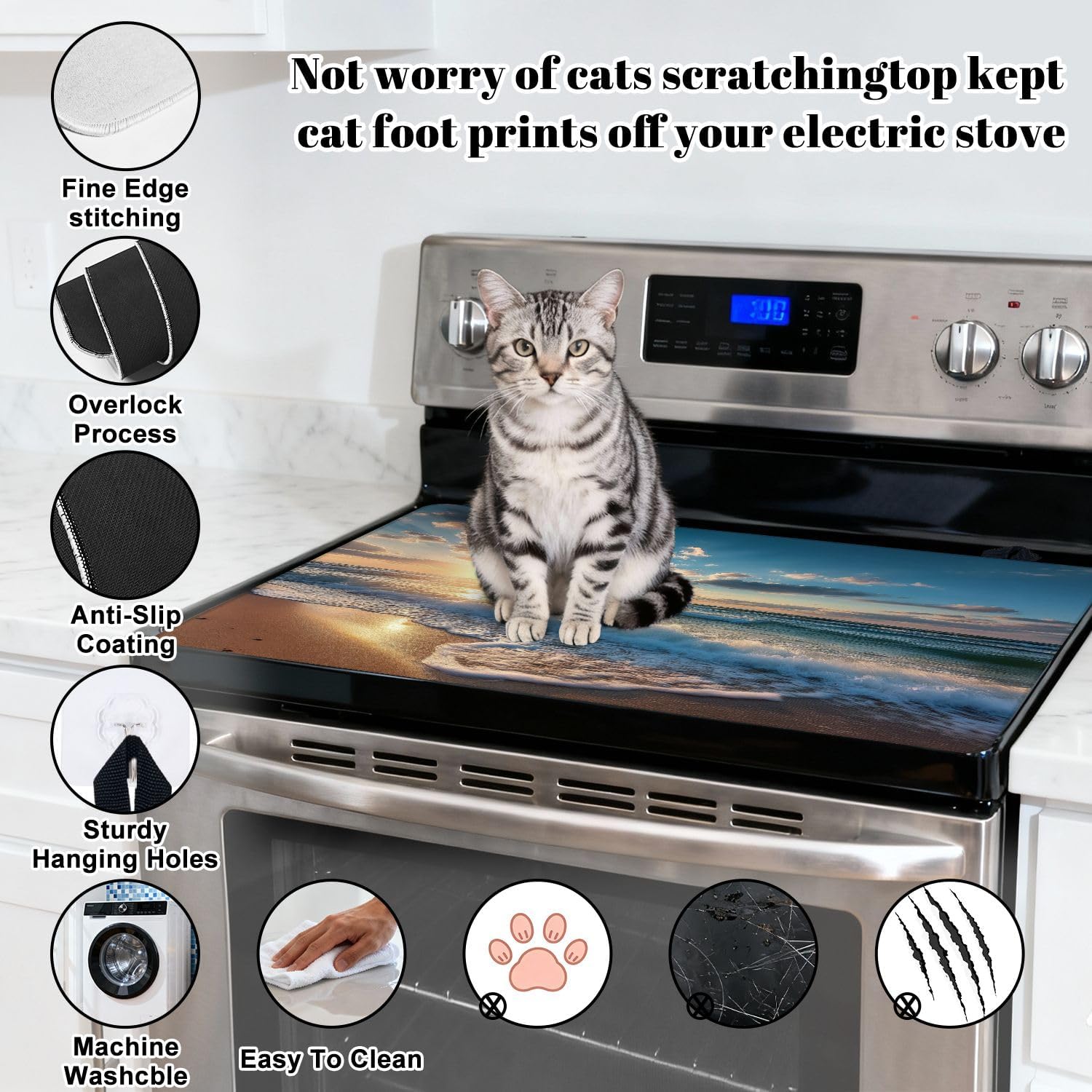 Stove Top Covers for Electric Stove Beautiful sea Glass Cooktop Burner Covers Heat Resistant Protector Kitchen Decor Keep Stove Clean 28''x20''