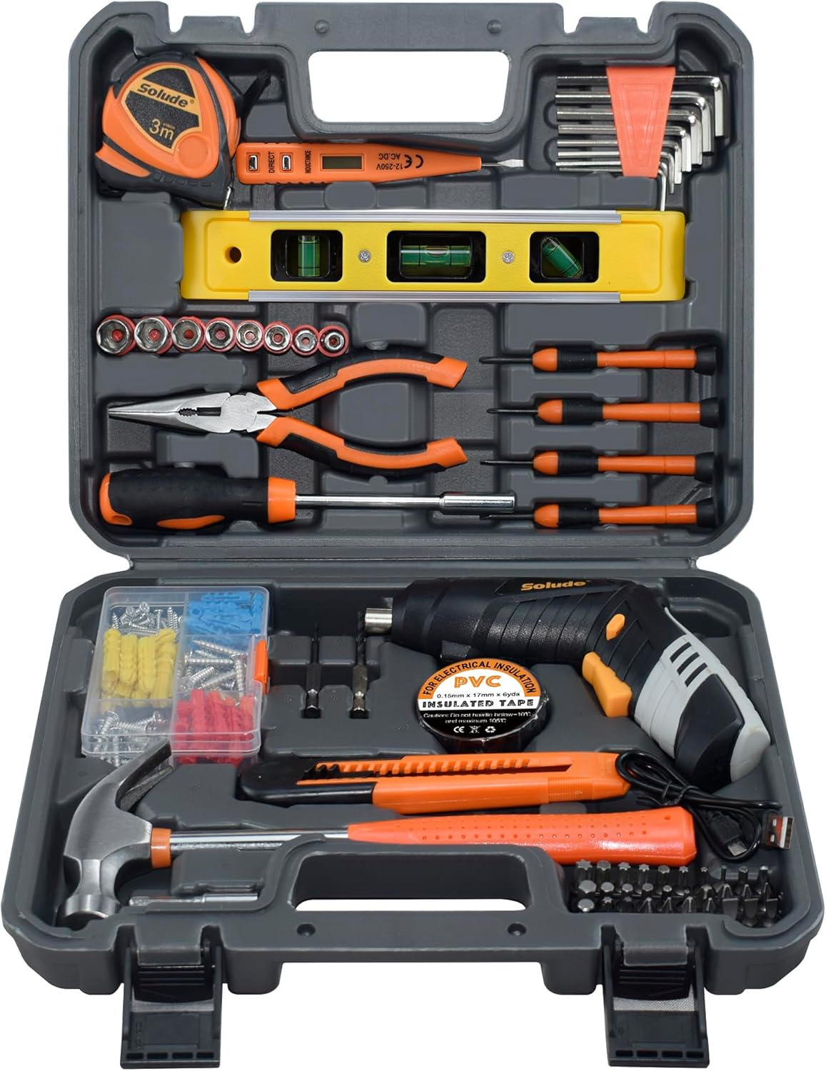 130-Piece Home Tool Kit with 3.6V Electric Screwdriver,Basic Household Tool Set for New Home,Apartment,College Dorm and DIY Projects