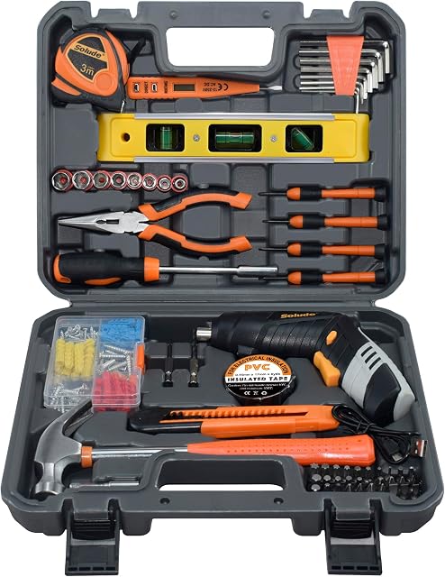 130-Piece Kit d'outils à la maison avec 3.6V Tournevis rechargeable sans fil, Ensemble d'outils pour femmes de base pour une nouvelle maison,Appartement,Dorm & DIY Projets