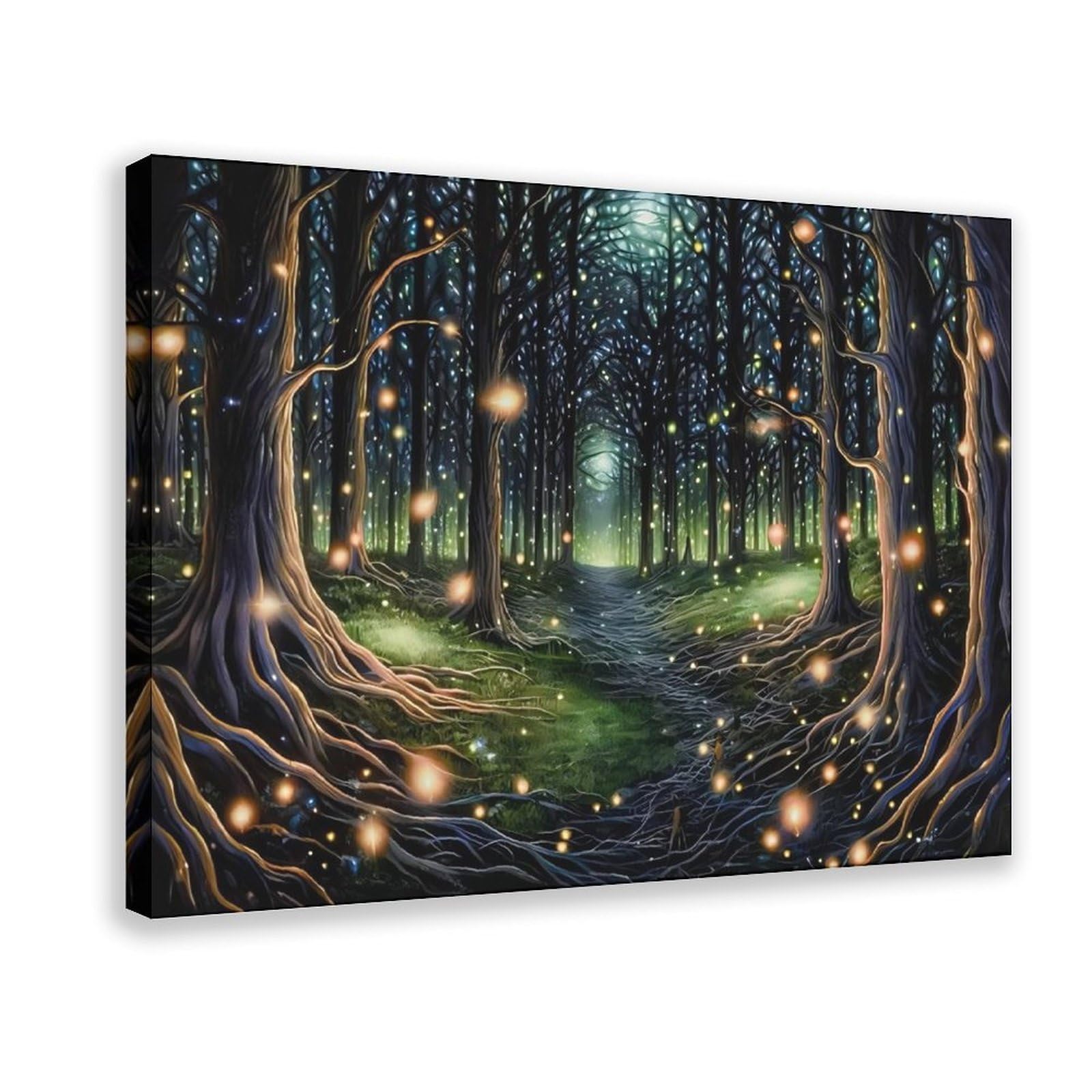 Bareronor Fireflies Forest Aluminum Canvas Poster Bedroom Decor Landscape Office Room Decor Gift 24" L X 36" W