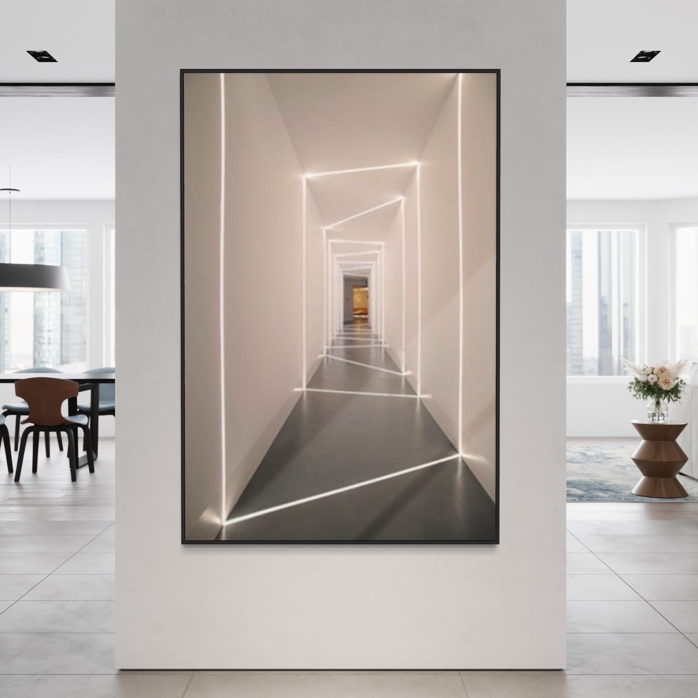 Brown light Canvas Framed Wall Art (Black Frame)
