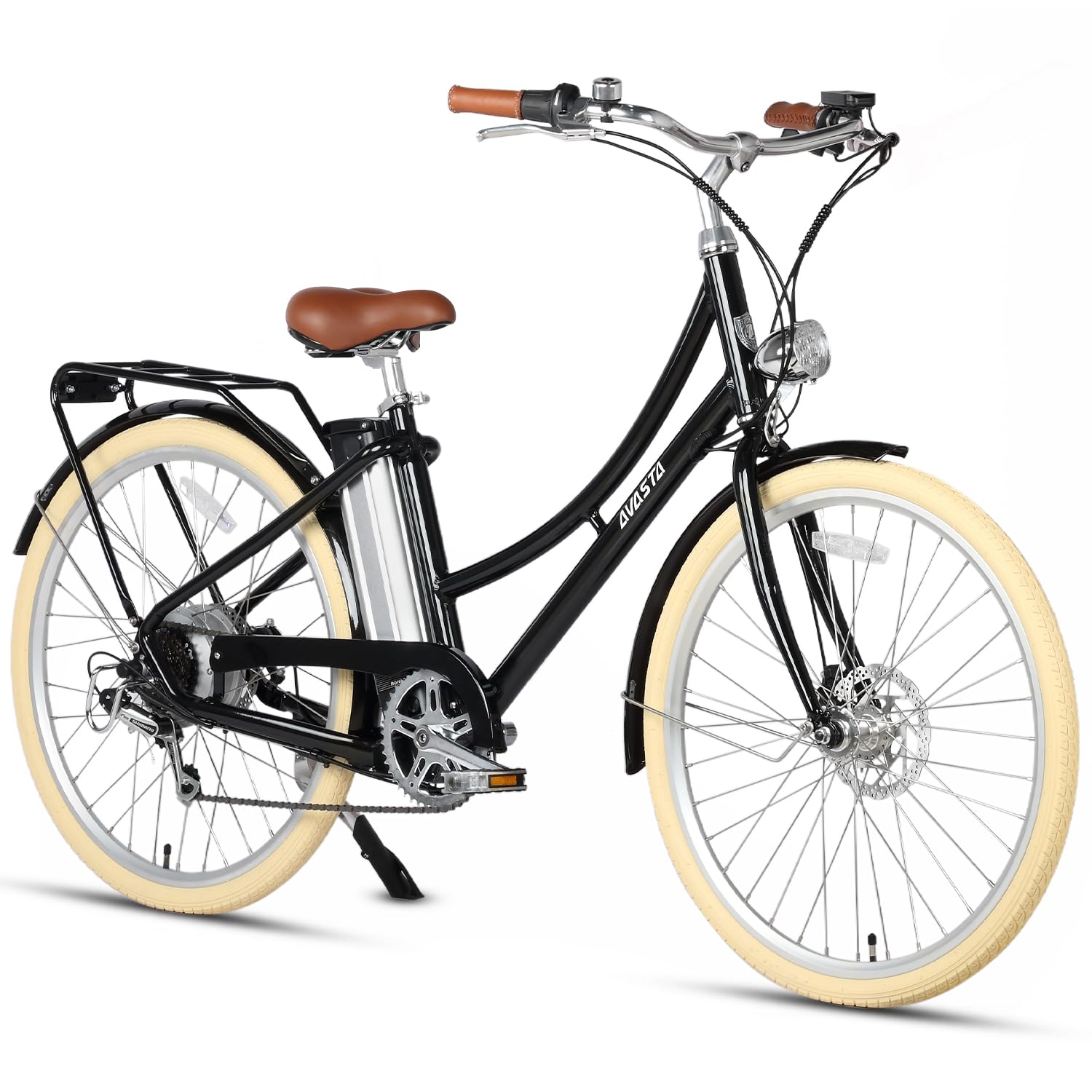 AVASTA 26'' Electric Bike with 36V 10.4AH Removable Li-ion Battery Road Step-Through Cruiser Hybrid 350W Motor Ebike 6-Speed Bicycle Commuting for Adult, Up to 50 Miles, Multiple Modes & Colors