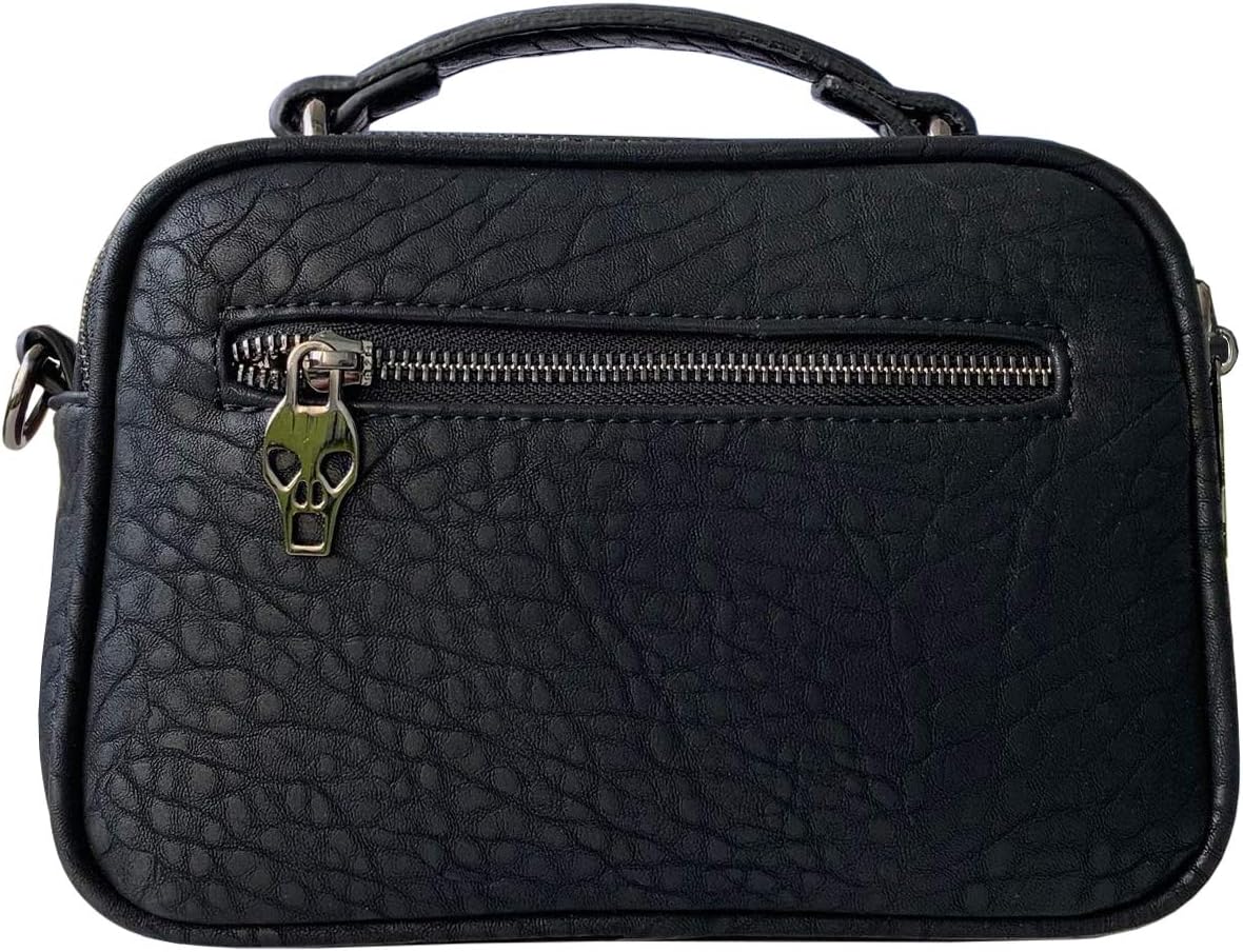 Chikencall Studded Skull Shoulder Bag for Women Small Leather Rivet Crossbody Boston Bag