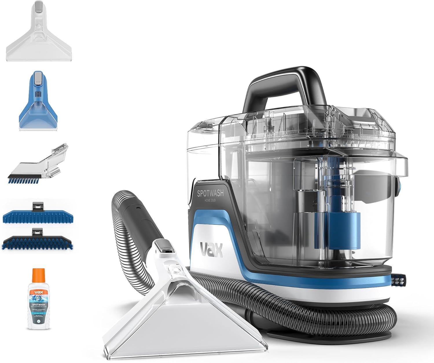 Vax SpotWash Home Duo Spot Cleaner, Stain, Car, Upholstery, Sofa and Carpet Cleaning Machine, Included Pet Tool and Antibacterial Solution Removes Spills, White/Blue, CDSW-MPXP