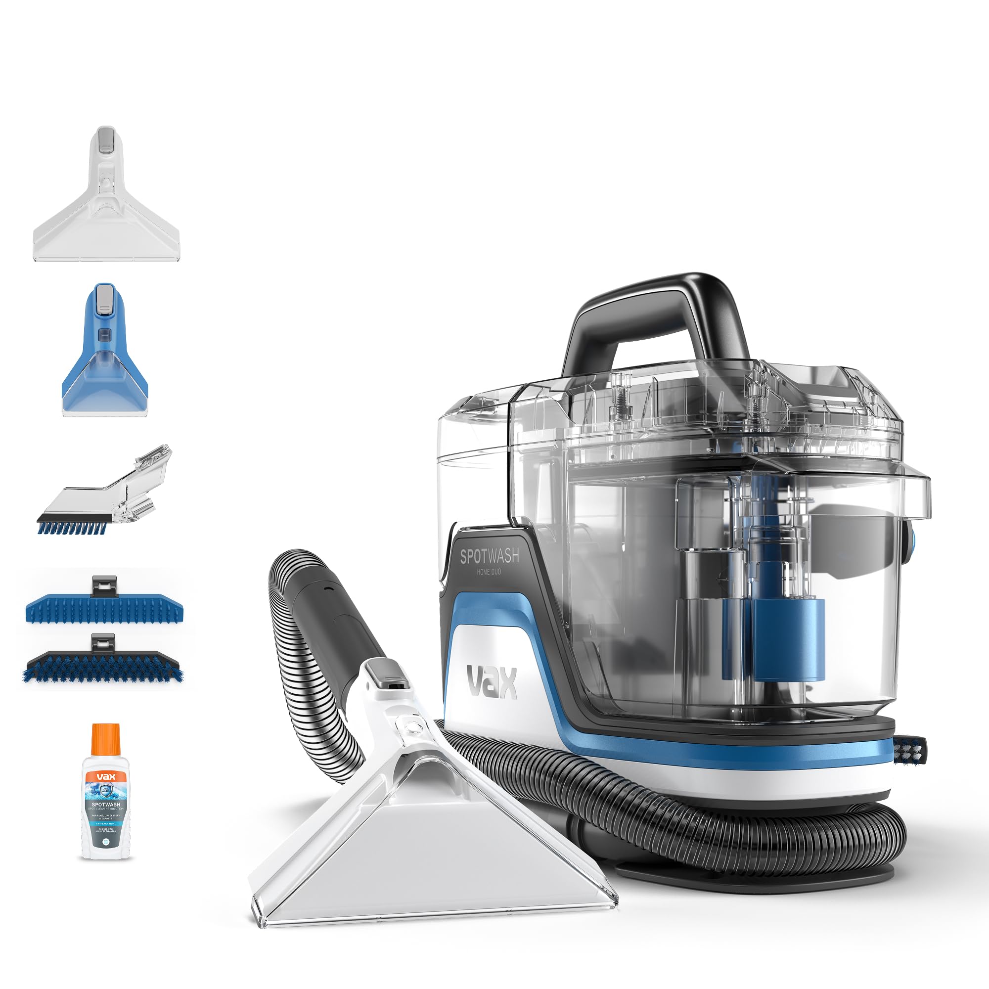 Vax SpotWash Home Duo Spot Cleaner | Remove spills, stains and pet messes | Extra-wide Cleaning Tool | Perfect for Home and Car - CDSW-MPXP, 0.72 Litre, White/Blue, 400W