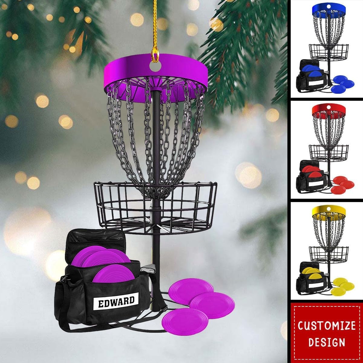 NAZENTI Personalized Disc Golf Christmas Ornament 2025, Custom Name Disc Golf Bag, Customization Golf Bag and Irons Decoration for Xmas Tree, Golfing Keepsake Gift for Golfer & Golf Player Lover - Image 4