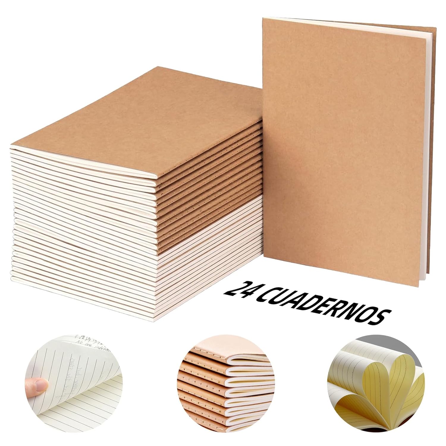 Sikao Mini Cuadernos De Diario – Pack De 24 Con Cubierta De Papel Kraft Y Dibujos De Animales – Tamaño Bolsillo 4x5.5 Pulgadas – Regalos Para Niños