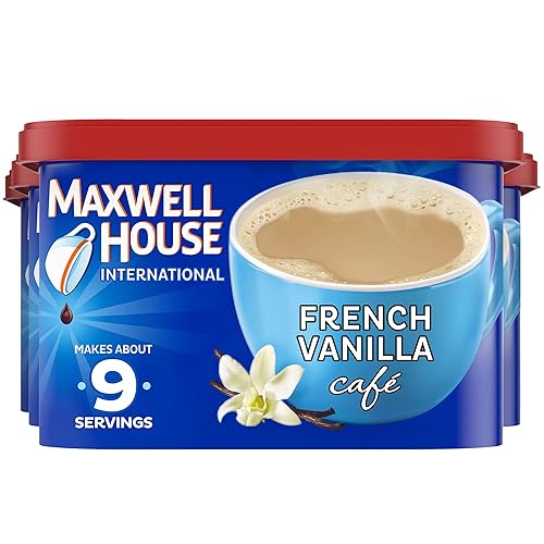 Vista 76 de Maxwell House International - Mezcla de café instantáneo de vainilla y caramelo con un estilo de cafetería (recipiente de 8.7 onzas)