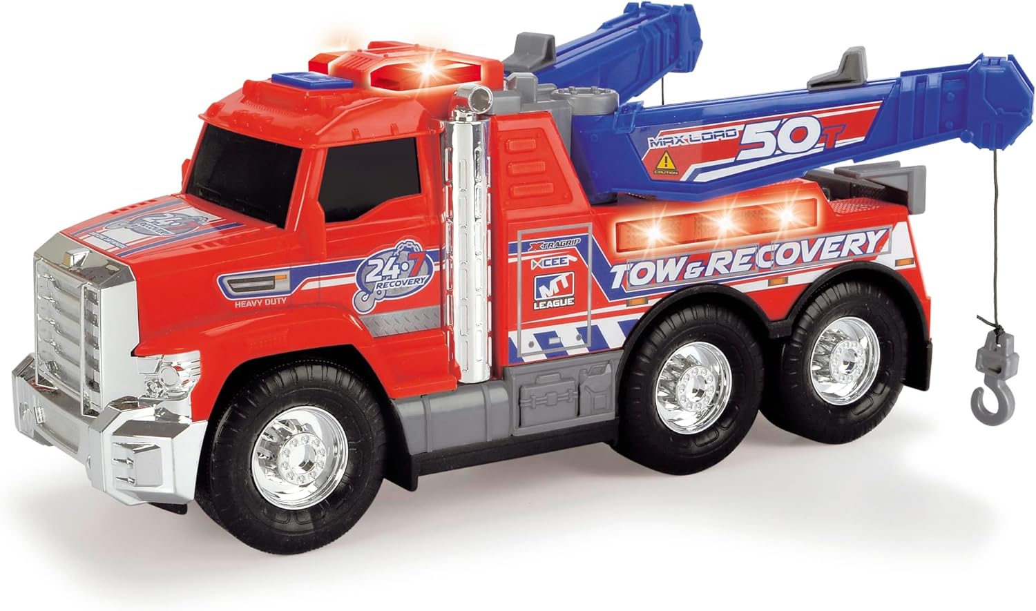 DICKIE TOYS Tow Truck with Working Winch, Lights & Sounds for Boys Age 3-7