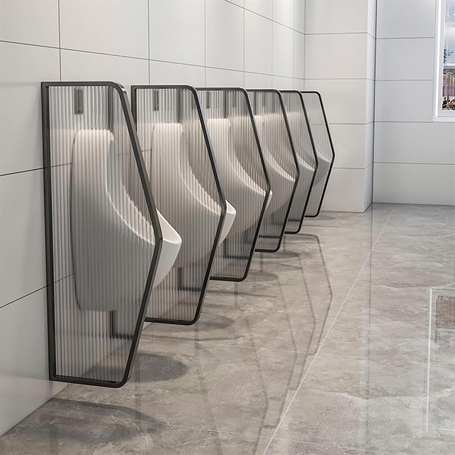 Urinal Screen Toilet Partition, Urinal Partition Wall-Mounted Men Urinal Privacy Screen, Public Toilet Partition Stainless Steel Urinal Baffle ，Glass Panel Room Dividers Decorative Separatio(Rose Gold