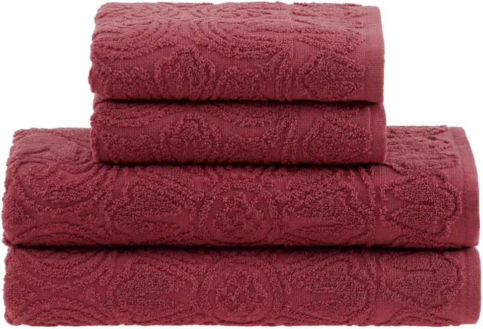 Buddemeyer Jogo de toalhas Florentina Banho Vermelho 4 peças