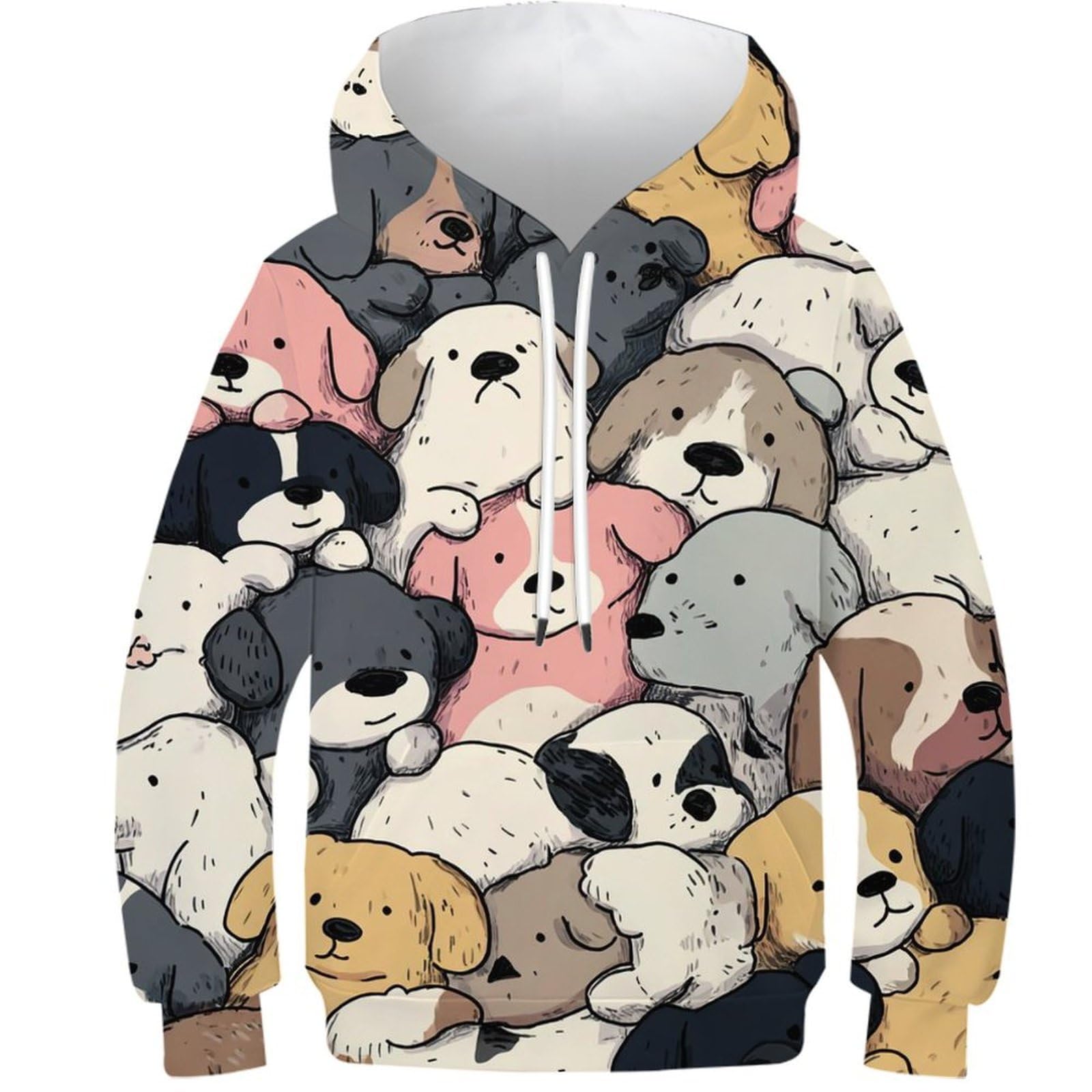 OPCALIS 3D Printed Teen Girl Boy Sweatshirts Dog Hoodie Tops Casual Novelty Long Sleeve Pullover Jumper Cute Pet with Pocket 11-13Y