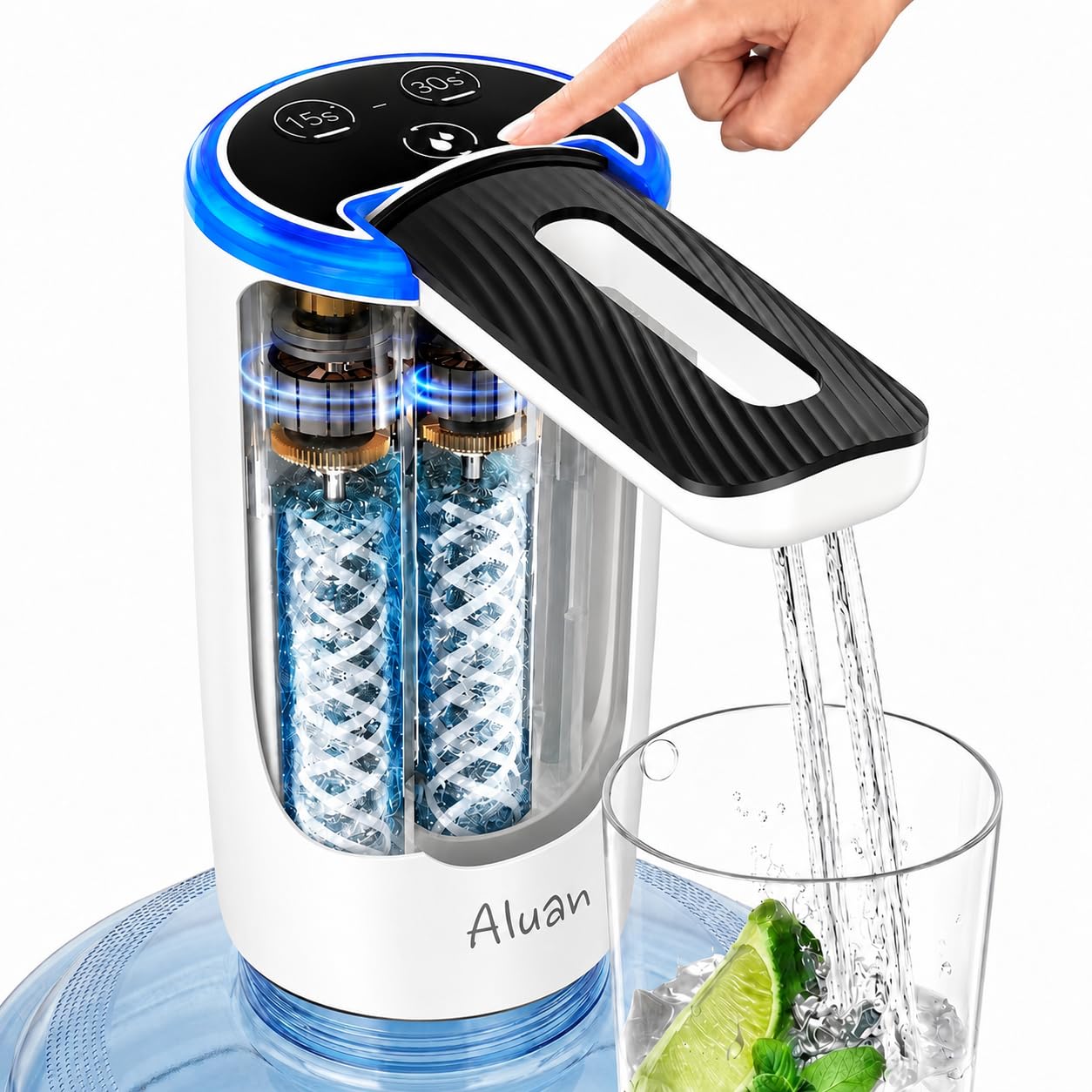 Aluan Foldable Water Dispenser Pump for Home, Automatic Drinking Water Pump for 20 Litre Bottle Portable Water Pump Dispenser with 1200Mah Battery Timed Auto Stop for Office Traveling Camping(White)-image-4