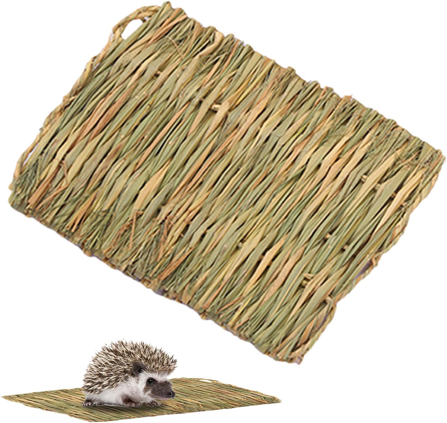 Rabbits Grass Mat - Bunny Natural Straw Woven Bed | post-drying Grass Mat, Natural Hay Bunny Bed, Small Animal Cages Hay Mat Sleeping Chewing,for Cats Bunnies Dogs Resting Play Area