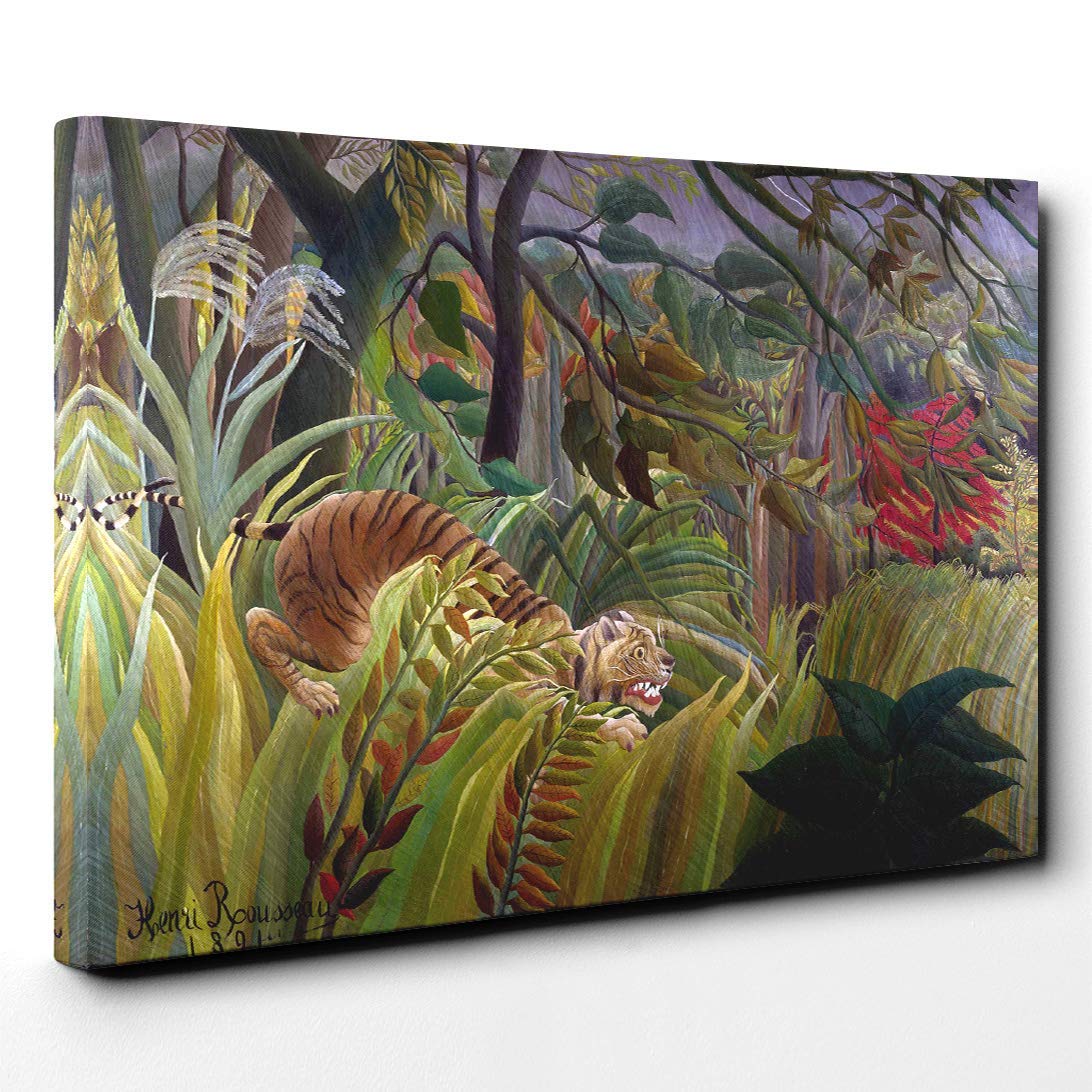 Henri Rousseau Surprise Canvas Print | Gallery Wrapped 30mm Frame Wall Art | 24x16 inches | Ready to Hang | Modern Picture | Living Room Bedroom Lounge Office