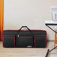 Vista 8 de SNIGJAT Funda para teclado de 61 teclas, funda suave para piano con algodón de 0.32 pulgadas, bolsa para teclado de 61 teclas con asa y correas