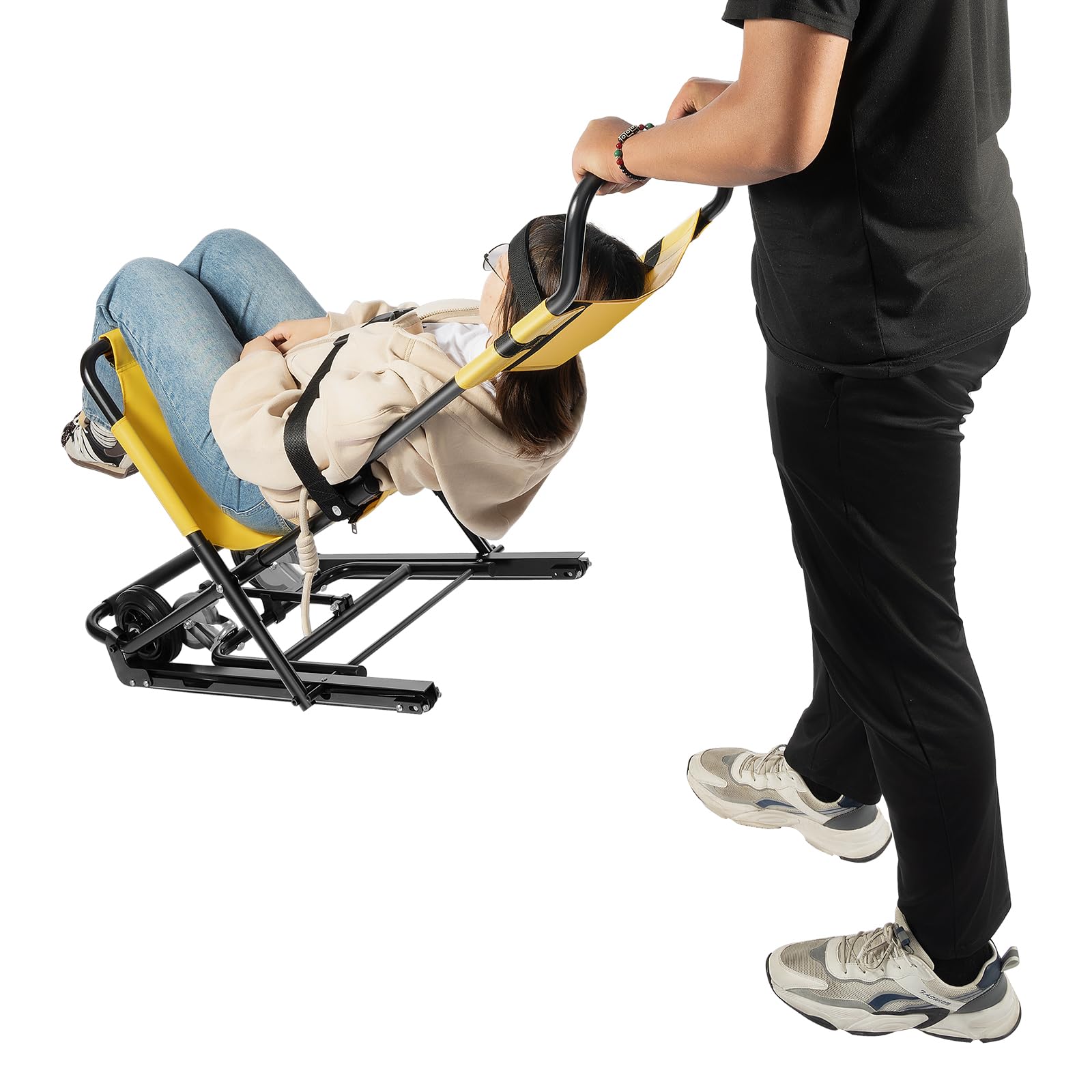 Chaise d'escalier médicale, évacuation d'urgence, 4 roues, fauteuil roulant, ascenseur manuel, chaise d'escalier, résiste à 350,53 kg, pliable, portable, pour personnes âgées et handicapées