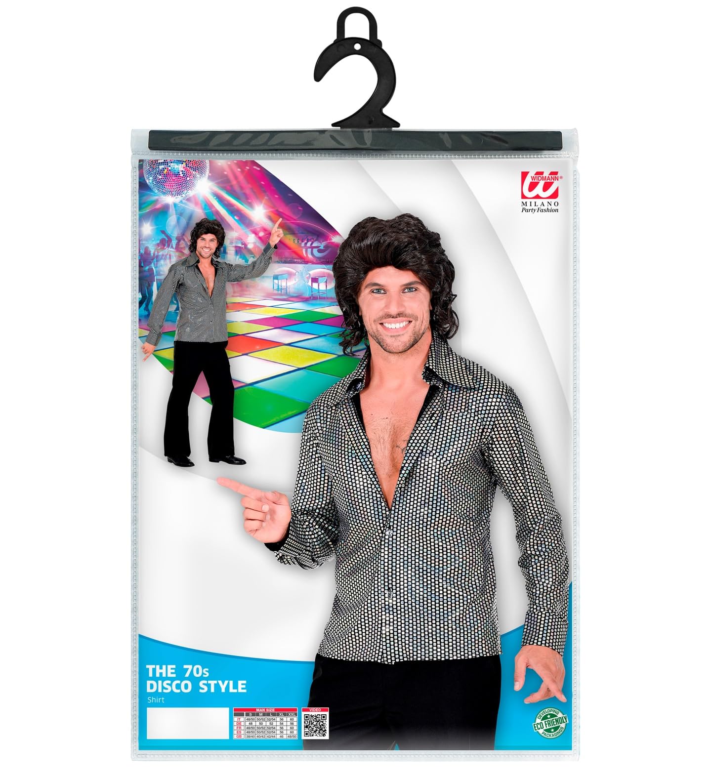 W WIDMANN MILANO Party Fashion - Camisa años 70, estilo disco, camisa hombre, disfraces